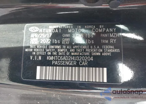 2017 Hyundai Veloster Value Edition from USA, damaged, VIN KMHTC6AD2HU320204